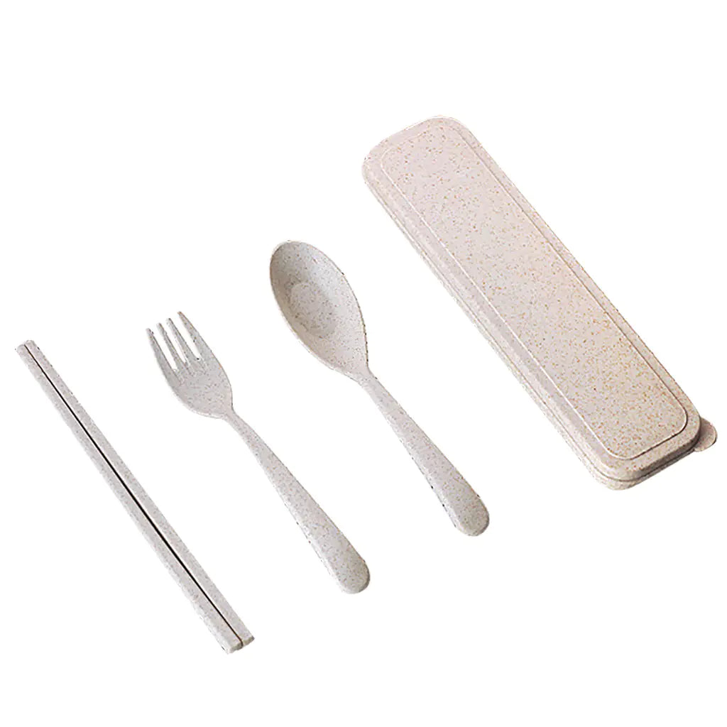 Wheat Straw Tableware Set: Spoon, Fork, Chopsticks