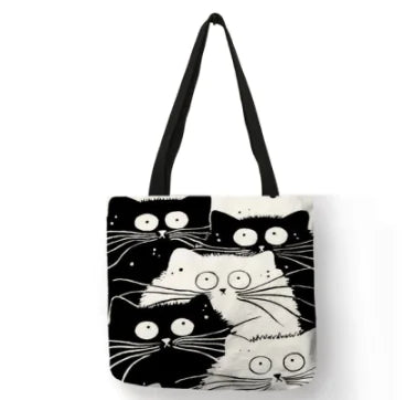 Linen Cat Shoulder Bag