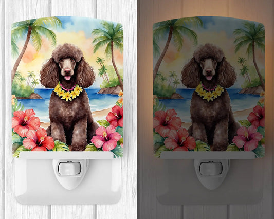 Chocolate Poodle Luau Ceramic Night Light