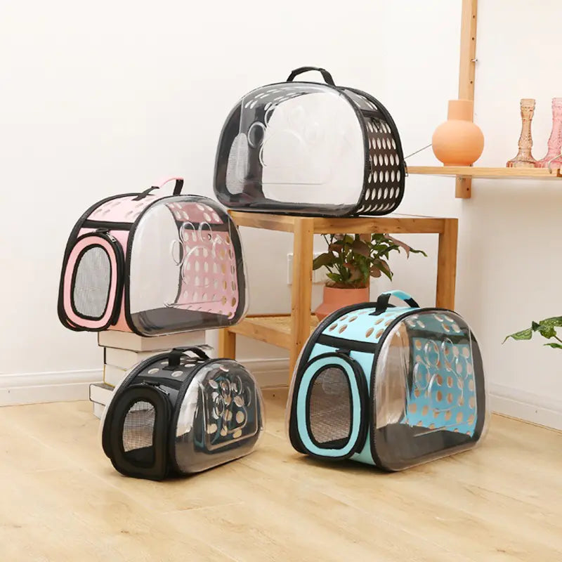 Foldable PVC Pet Carrier Bag for Cats and Dogs