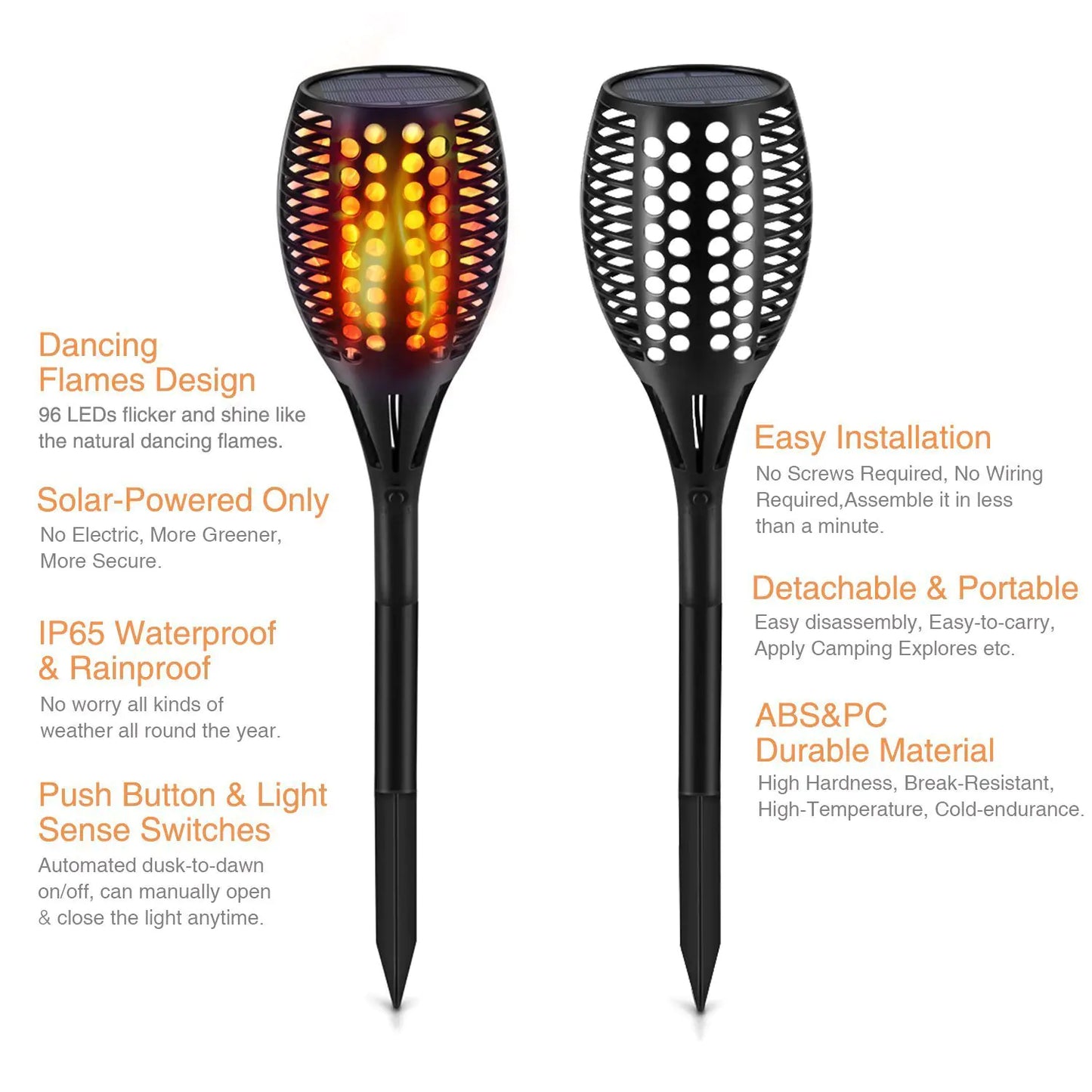 Solar Garden Flame Torch Light with 96 LED Waterproof