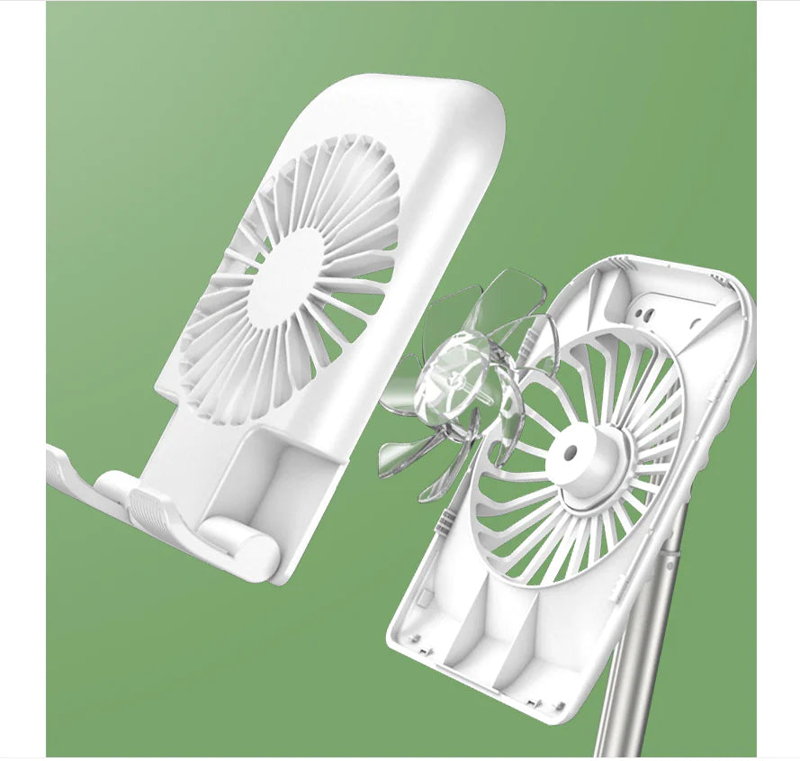 Mini Ventilador USB 2 en 1 con Soporte para Celular | Portátil, Ajustable y Súper Práctico