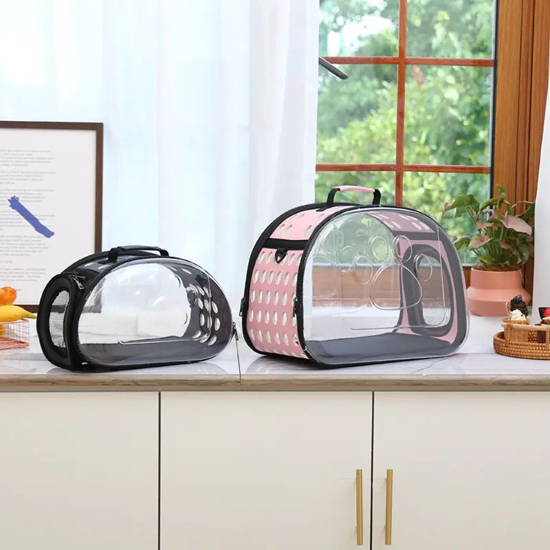 Foldable PVC Pet Carrier Bag for Cats and Dogs
