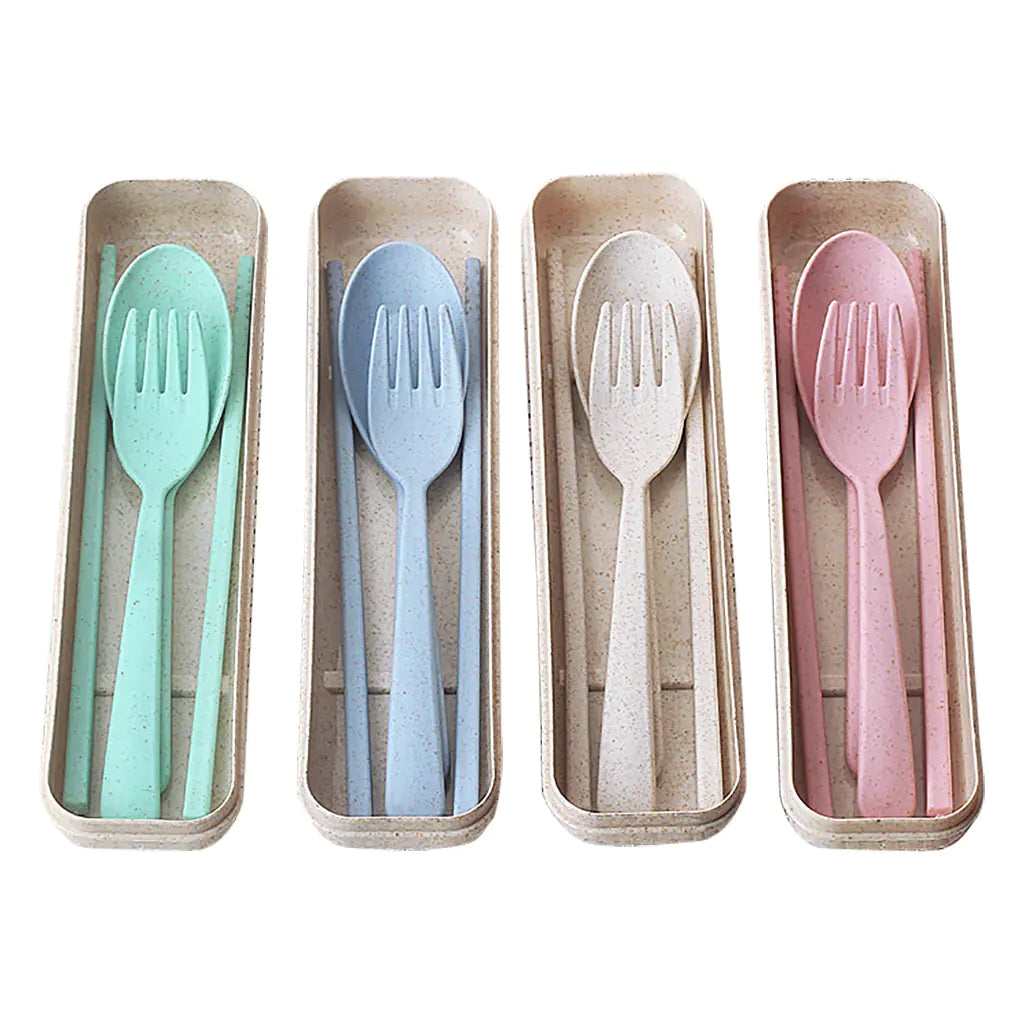 Wheat Straw Tableware Set: Spoon, Fork, Chopsticks