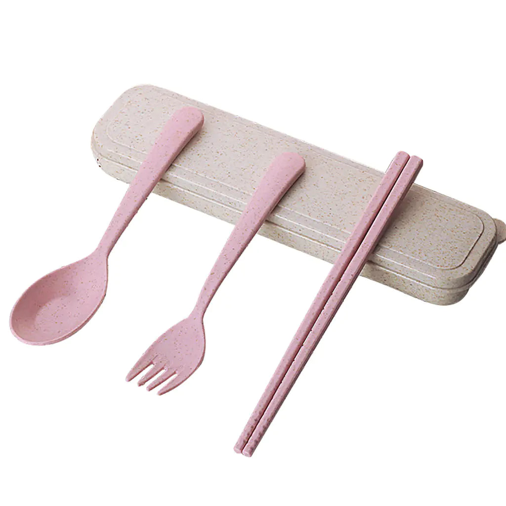 Wheat Straw Tableware Set: Spoon, Fork, Chopsticks