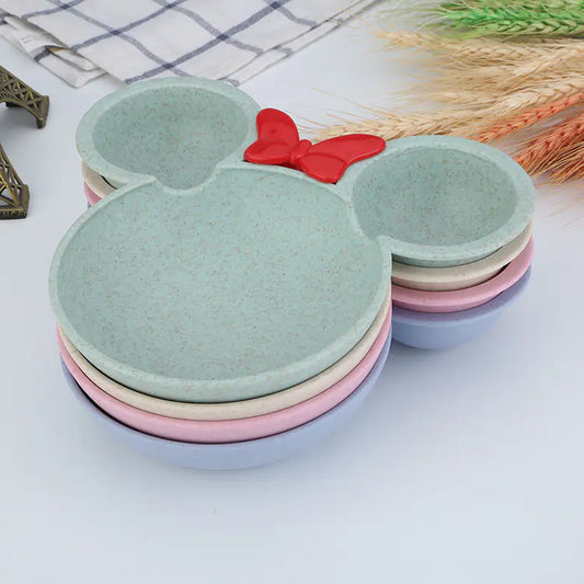 Mickey Mouse Kids Bowl Set with Cartoon Fork and Plate