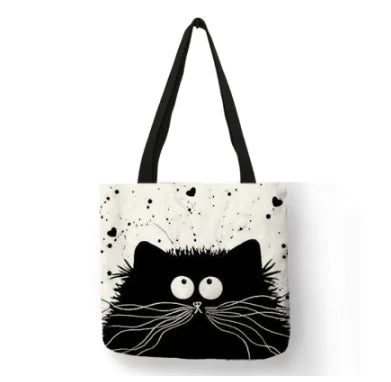 Linen Cat Shoulder Bag