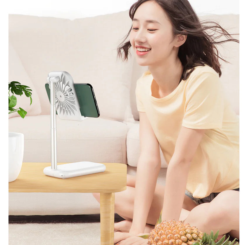 Mini Ventilador USB 2 en 1 con Soporte para Celular | Portátil, Ajustable y Súper Práctico