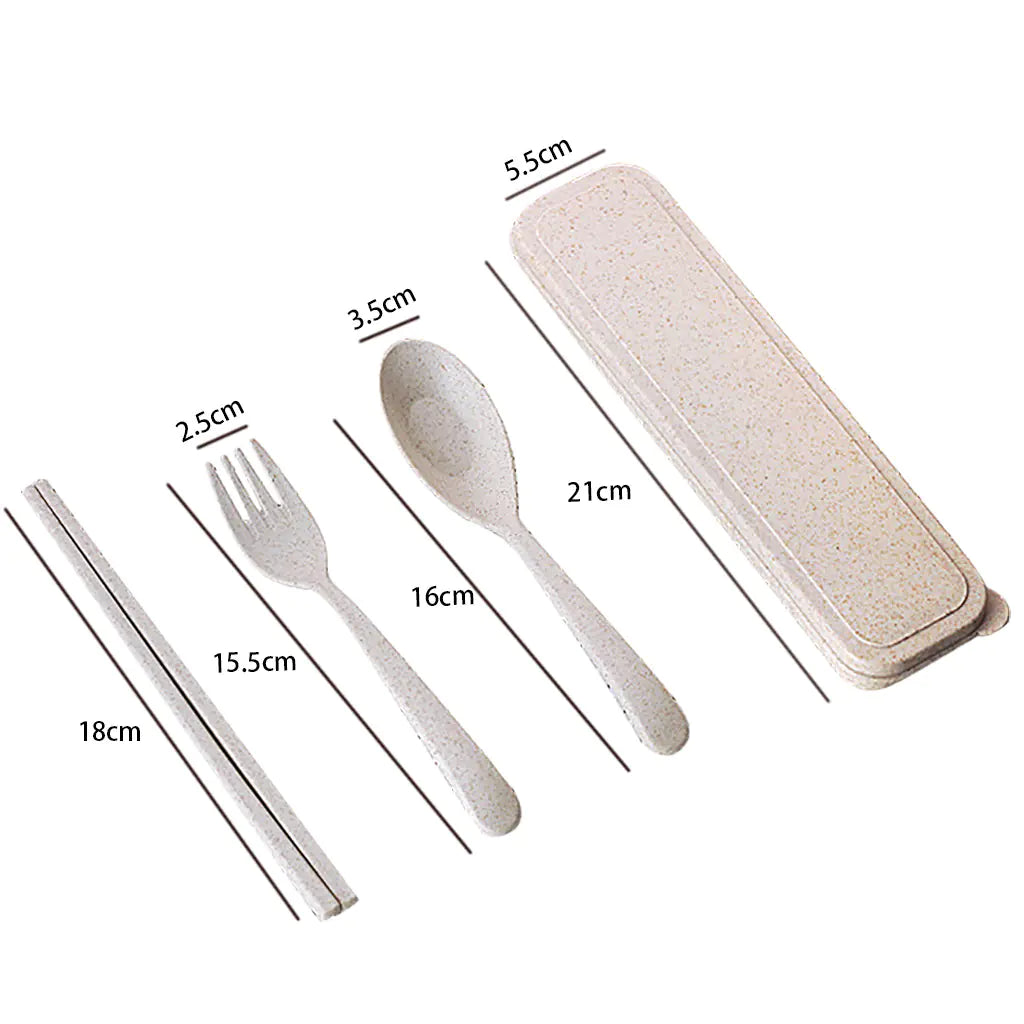 Wheat Straw Tableware Set: Spoon, Fork, Chopsticks