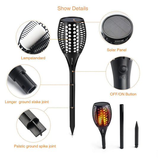Solar Garden Flame Torch Light with 96 LED Waterproof
